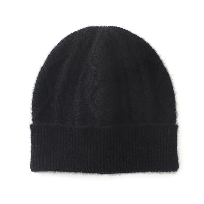 100% pure cashmere, hat, rhombus three strands, thickened, warm, knitted hat