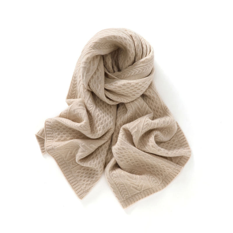 Cashmere scarf, 100% pure cashmere for men and women, autumn and winter, twist, enlarged, generous, knitted, shawl.