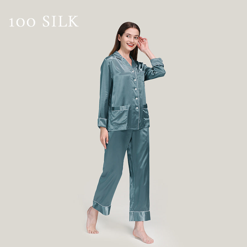 22 mmi silk pajamas, women's 100% mulberry silk, long sleeves, pajamas