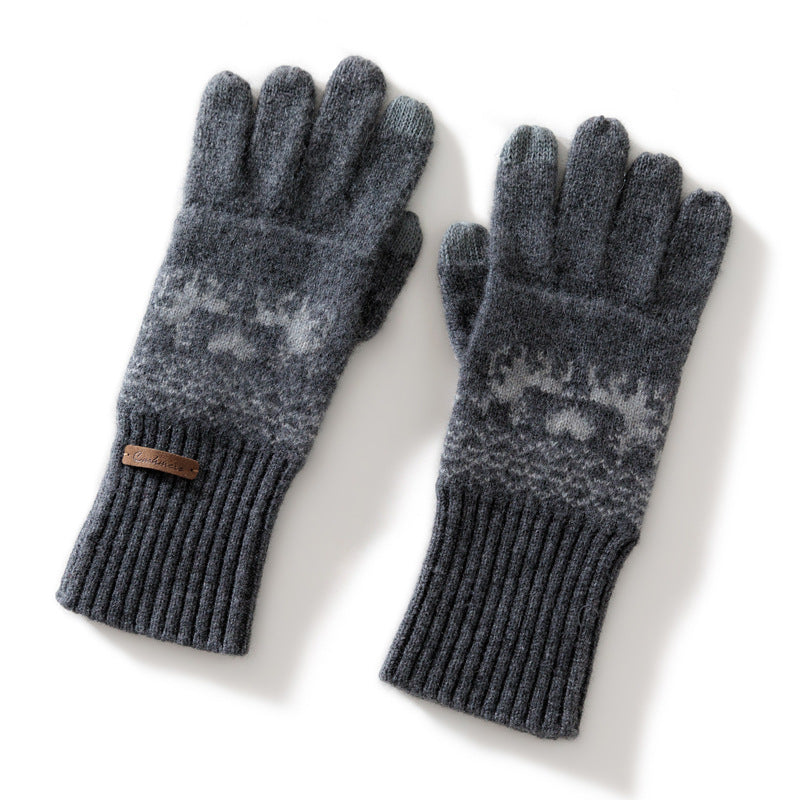 Cashmere sweater gloves, women's 100% pure cashmere, jacquard, knitted, warm, gloves