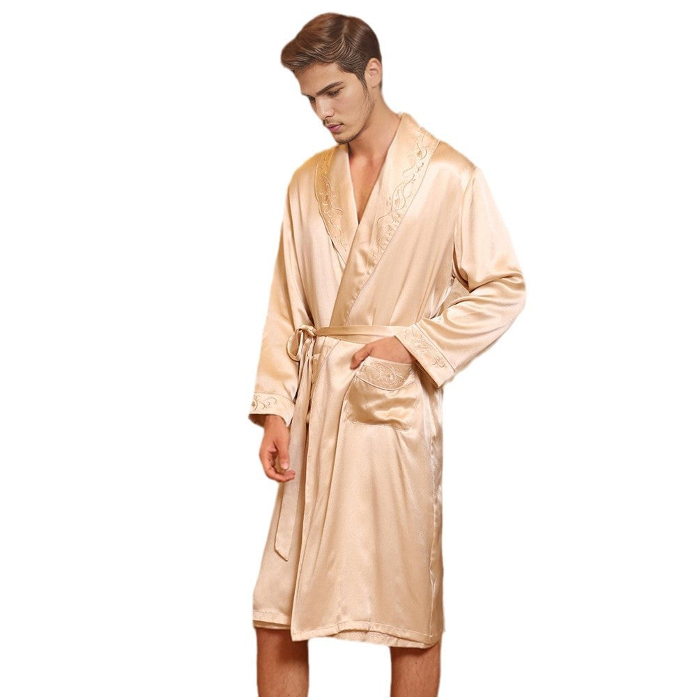 19 mmi, silk morning gown men's 100% mulberry silk, silk, bathrobe, loungewear