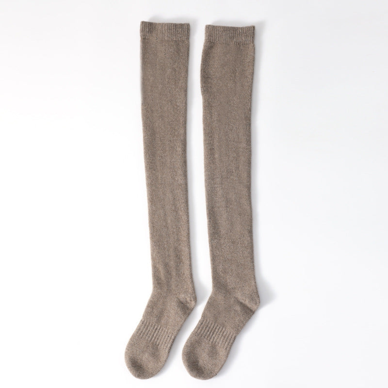 Cashmere socks, women's 100% pure cashmere, thickened, over the knee, knitted, warm, stockings