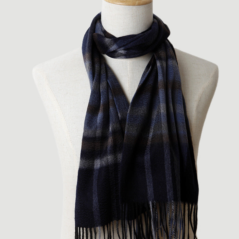 Men, plaid, cashmere scarf, gifts, autumn and winter, warmth, water ripple.