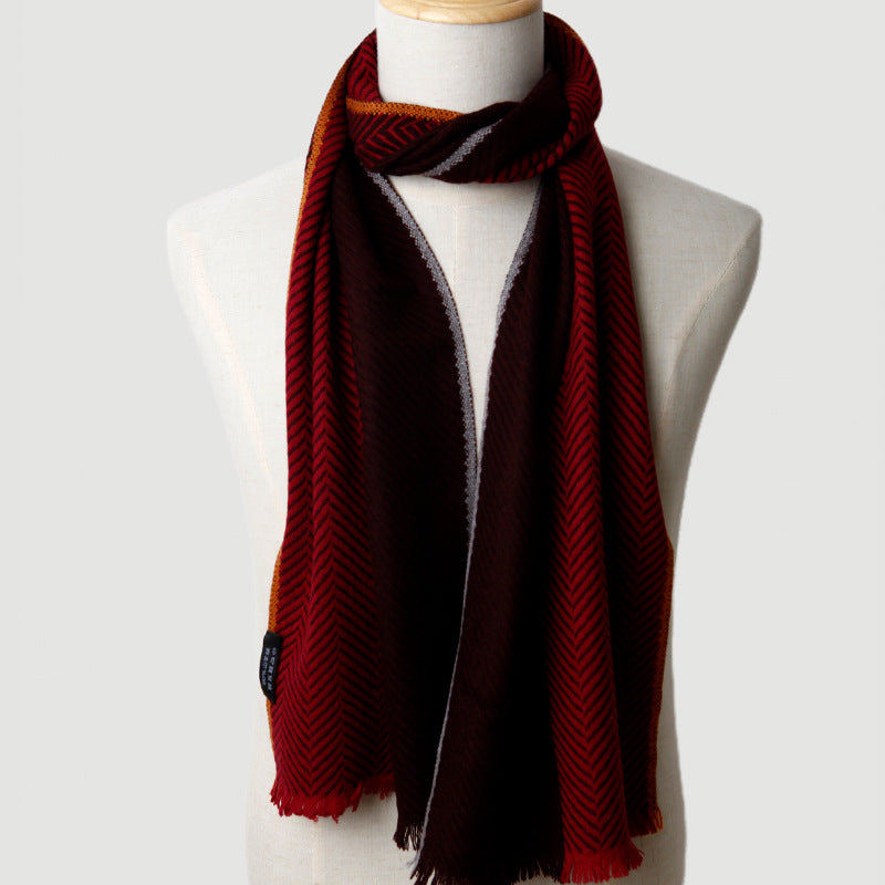 Men's, color matching, cashmere scarf, scarf, autumn and winter, business, gift.