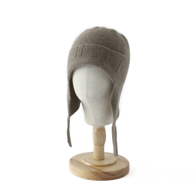 Cashmere hat, children, boys and girls 100% pure cashmere, cashmere ear protection, double layer, thickened, knitted.