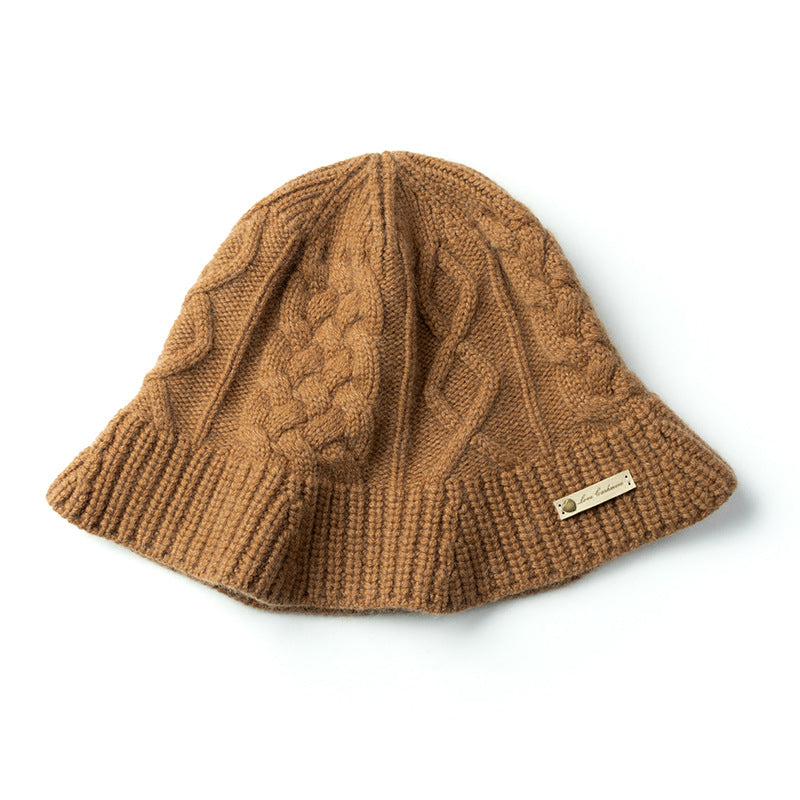 Cashmere cap, knitted bucket hat