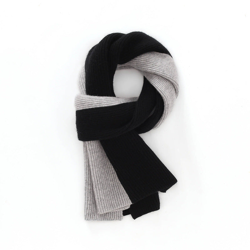 Cashmere scarf, 100% pure cashmere for men and women, autumn and winter, color matching, thickened, knitted, warm, scarf.