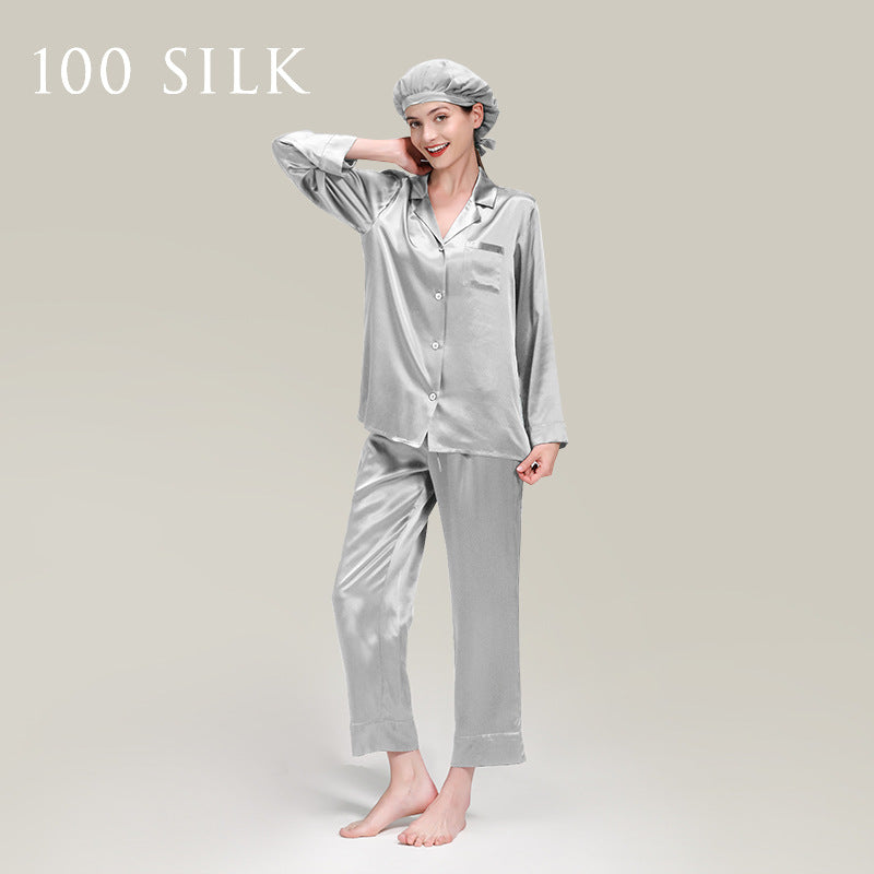 Silk pajamas, women's long sleeves, trousers 100% mulberry silk, loungewear