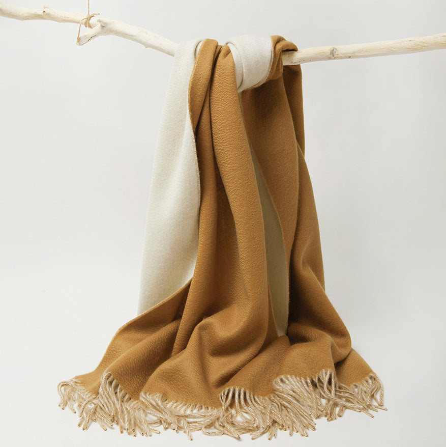 Cashmere scarf, men's and women's, warm in autumn and winter, scarf, fringed thickened double-sided, cashmere, shawl.