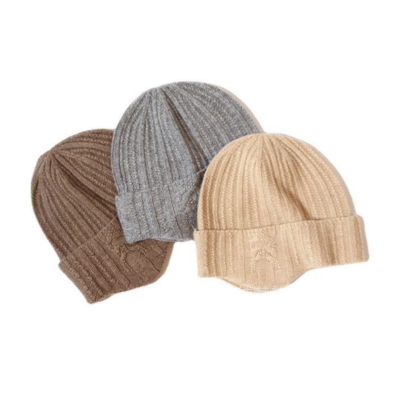 Cashmere Knitted Hat, Warm, Thickened, Knitted, Hat Men's and Women's Dome, Cashmere, Warm Hat