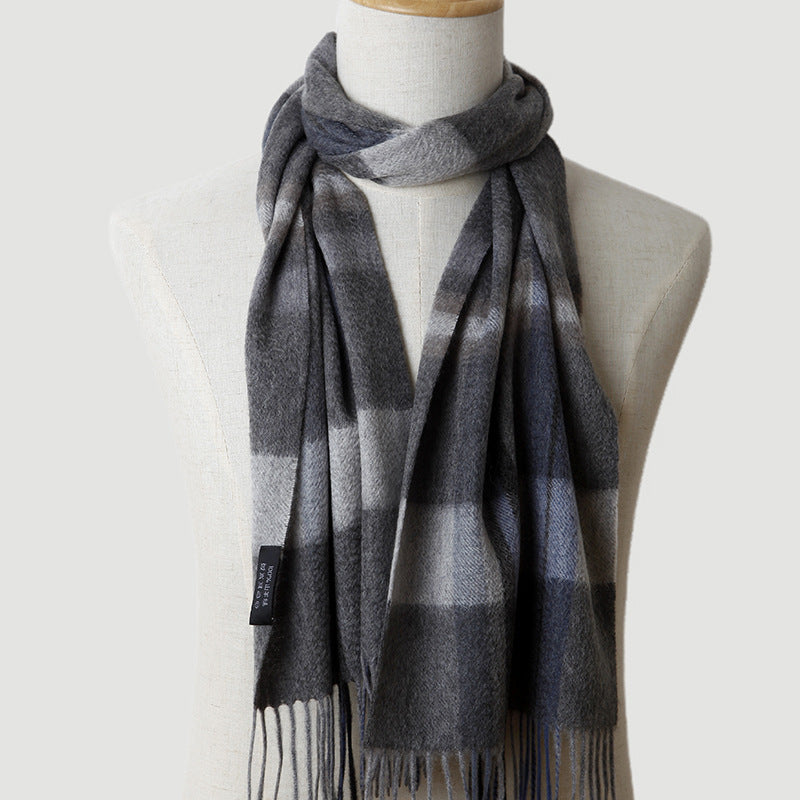 Men, plaid, cashmere scarf, gifts, autumn and winter, warmth, water ripple.