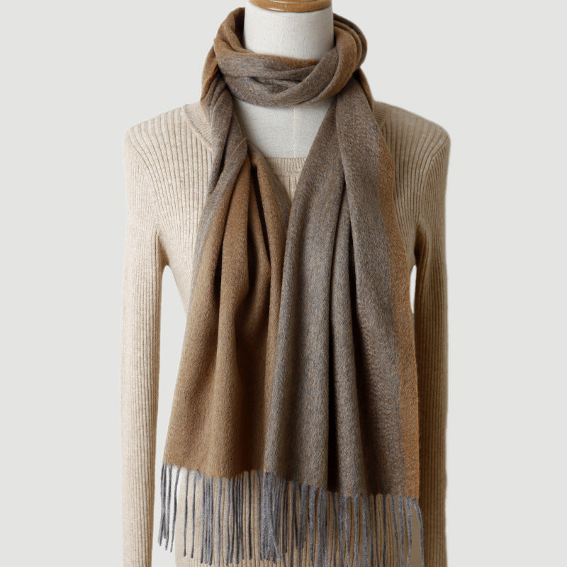 Men's and women's double-sided cashmere, scarf, couple, autumn and winter, thickened, warm, water ripple cashmere