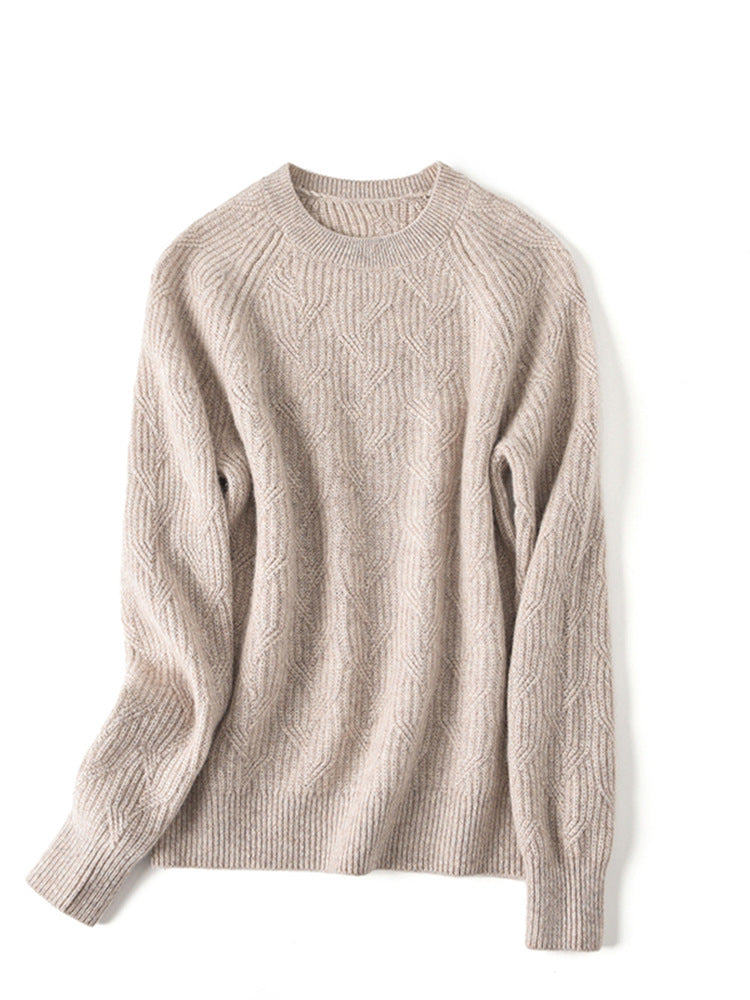 100% pure cashmere sweater, women's crew neck, knitted, cashmere sweater, autumn and winter, thickened