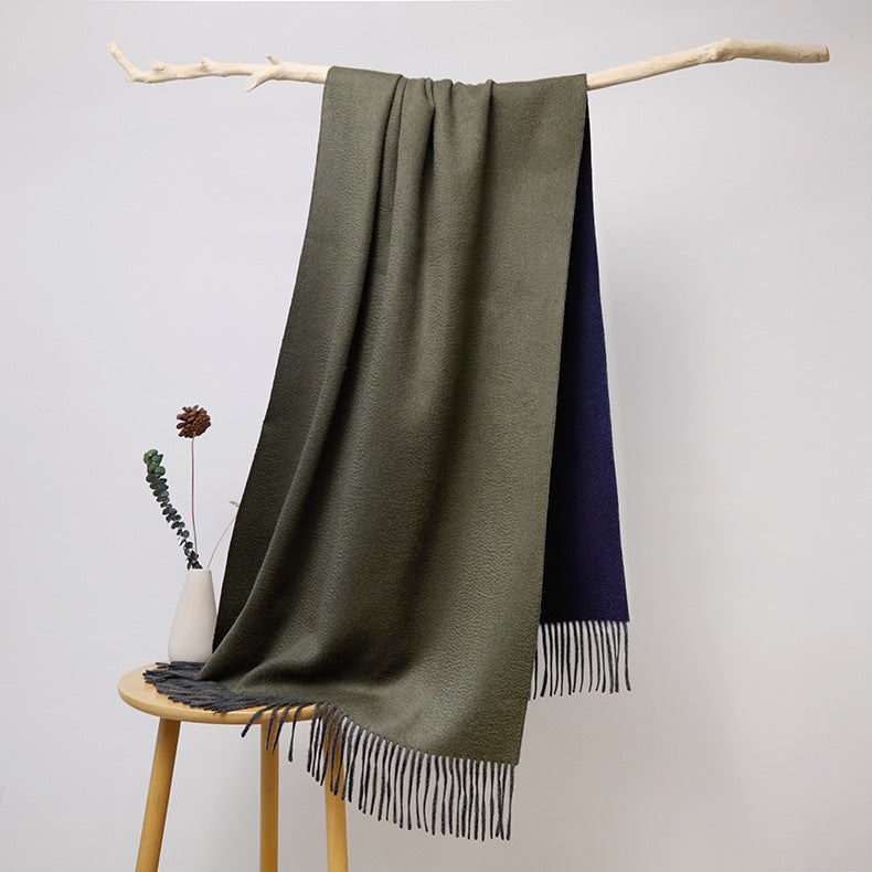 Cashmere scarf, men's and women's, warm in autumn and winter, scarf, fringed thickened double-sided, cashmere, shawl.