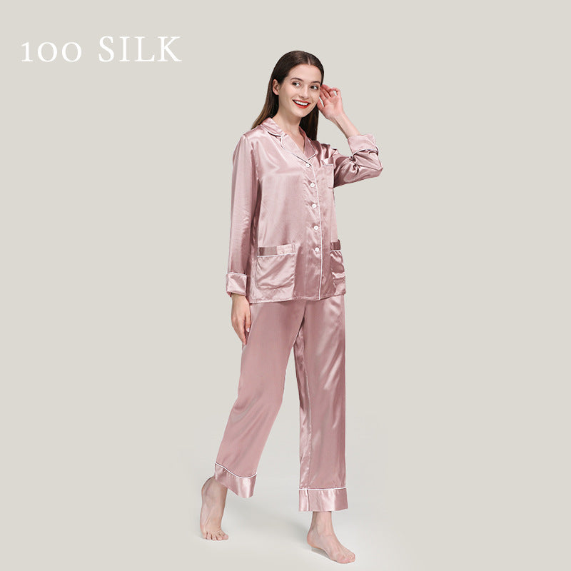 22 mmi silk pajamas, women's 100% mulberry silk, long sleeves, pajamas