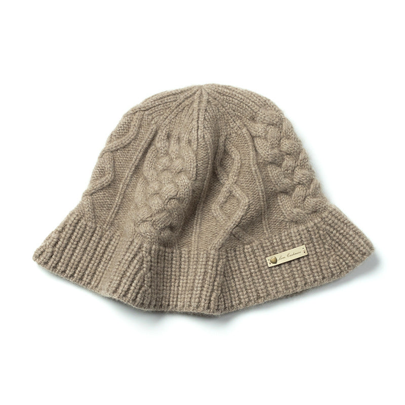 Cashmere cap, knitted bucket hat