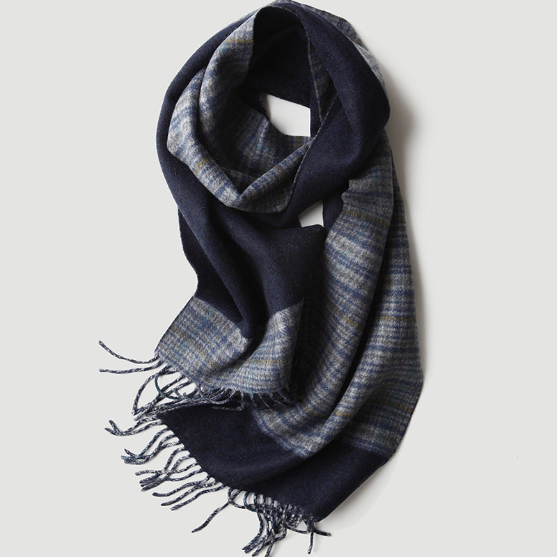 Men's, double-sided jacquard, cashmere scarf, plaid, solid color men's, thickened, warm.