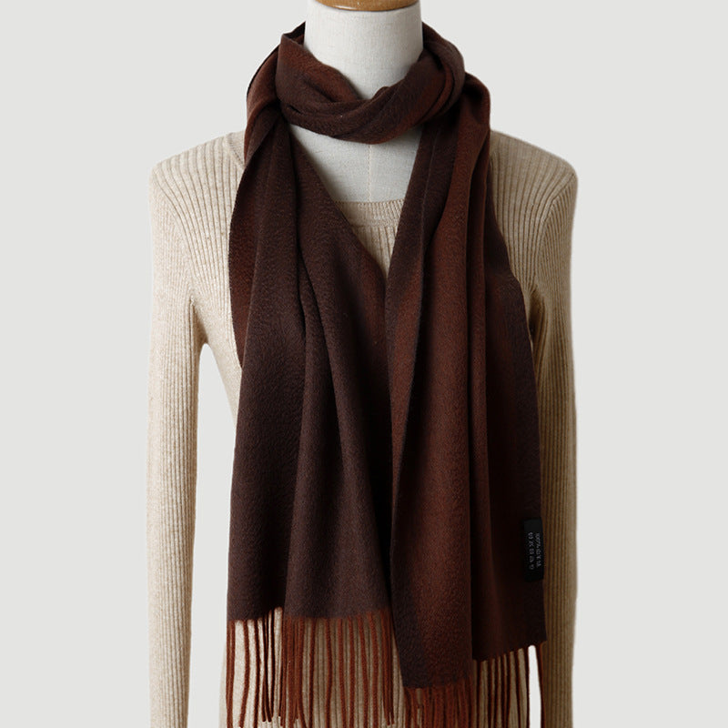 Men's and women's double-sided cashmere, scarf, couple, autumn and winter, thickened, warm, water ripple cashmere