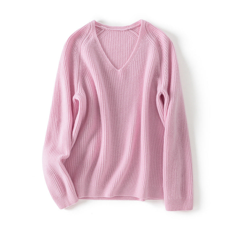 380G, cashmere sweater, women's 100 pure cashmere, loose V-neck, cashmere top.