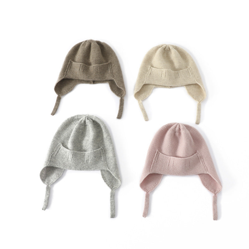 Cashmere hat, children, boys and girls 100% pure cashmere, cashmere ear protection, double layer, thickened, knitted.