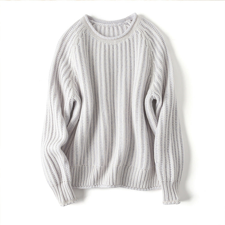 100 pure cashmere, women's crew neck, thickened cashmere sweater