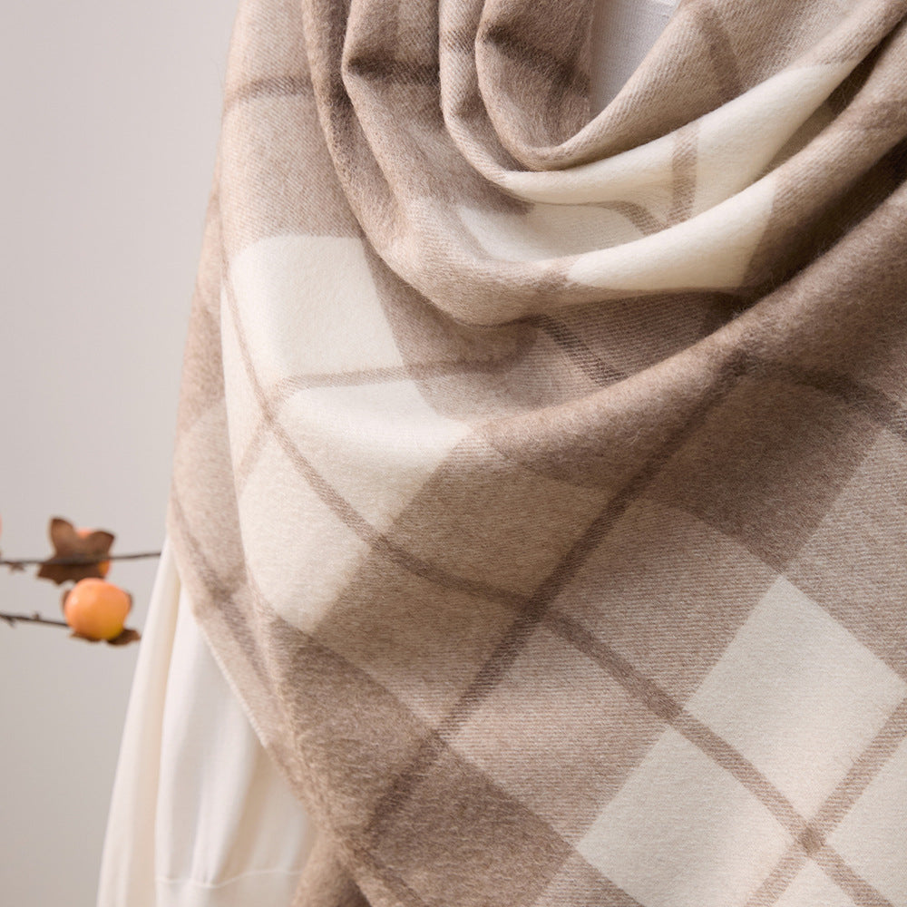 Water ripple, pure cashmere, plaid, scarf, men and women, winter, warmth, scarf, cashmere shawl.