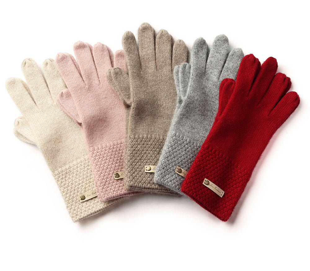 Women, pure cashmere, knitted, gloves