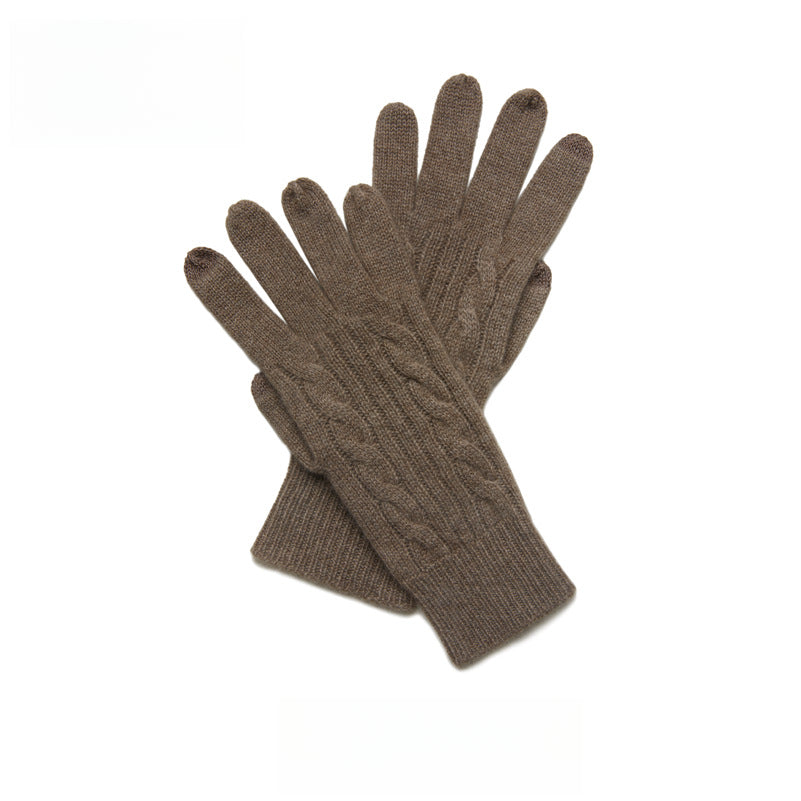 Knitted, cashmere, gloves, women's thickened, warm, cashmere gloves