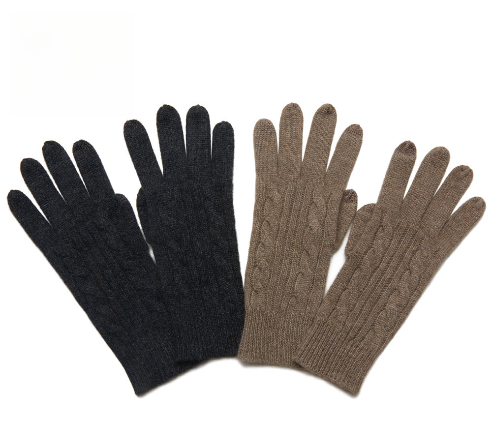 Knitted, cashmere, gloves, women's thickened, warm, cashmere gloves