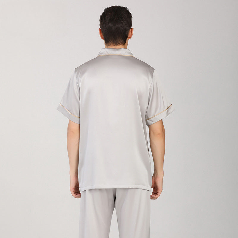 Men's loungewear, short-sleeved trousers pajamas, mulberry silk